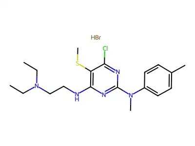2,4-Pyrimidinediamine, 6-chloro-N(sup 4)-(2-(diethylamino)ethyl)-N(sup 2)-methyl-N(sup 2)-(4-methylphenyl)-5-(methylthio)-, monohydrobromide structure