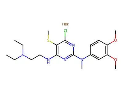 2,4-Pyrimidinediamine, 6-chloro-N(sup 4)-(2-(diethylamino)ethyl)-N(sup 2)- (3,4-dimethoxyphenyl)-N(sup 2)-methyl-5-(methylthio)-, monohydrobromide structure