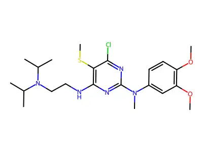 2,4-Pyrimidinediamine, N(sup 4)-(2-(bis(1-methylethyl)amino)ethyl)-6-chloro-N(sup 2)-(3,4-dimethoxyphenyl)-N(sup 2)-methyl-5-(methylthio)- structure