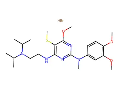 2,4-Pyrimidinediamine, N(sup 4)-(2-(bis(1-methylethyl)amino)ethyl)-N(sup 2)-(3,4-dimethoxyphenyl)-6-methoxy-N(sup 2)-methyl-5-(methylthio)-, monohydrobromide structure
