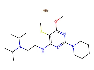 1,2-Ethanediamine, N,N-bis(1-methylethyl)-N'-(6-methoxy-5-(methylthio)-2-(1-piperidinyl)-4-pyrimidinyl)-, monohydrobromide structure