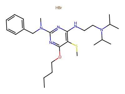 2,4-Pyrimidinediamine, N(sup 4)-(2-(bis(1-methylethyl)amino)ethyl)-6-butoxy-N(sup 2)-methyl-5-(methylthio)-N(sup 2)-(phenylmethyl)-, monohydrobromide structure