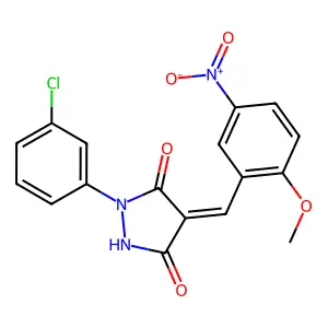 (4Z)-1-(3-chlorophenyl)-4-[(2-methoxy-5-nitrophenyl)methylidene]pyrazolidine-3,5-dione structure