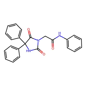 5,5-Diphenyl-3-(phenylcarbamoylmethyl)hydantoin structure