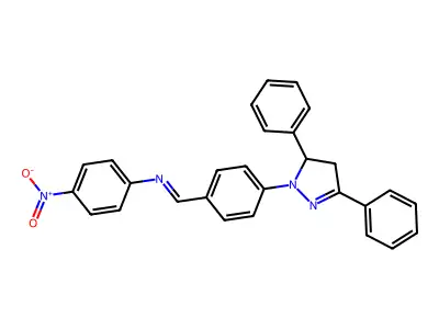 1-[4-(3,5-diphenyl-3,4-dihydropyrazol-2-yl)phenyl]-N-(4-nitrophenyl)methanimine structure
