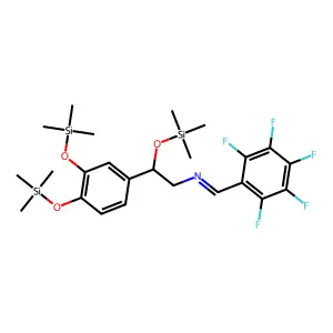 N-(Pentafluorobenzylidene)-beta,3,4-tris(trimethylsiloxy) phenylethylamine structure