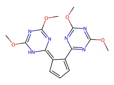 1,3,5-Triazine, 2-[2-(4,6-dimethoxy-1,3,5-triazin-2-yl)-2,4-cyclopentadien-1-ylidene]-1,2-dihydro-4,6-dimethoxy- structure