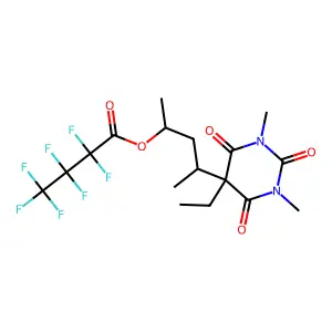 4-(5-ethyl-1,3-dimethyl-2,4,6-trioxo-1,3-diazinan-5-yl)pentan-2-yl 2,2,3,3,4,4,4-heptafluorobutanoate structure