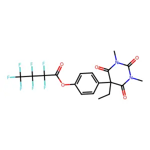 Butanoic acid, 2,2,3,3,4,4,4-heptafluoro-, 4-(5-ethylhexahydro-1,3-dimethyl-2,4,6-trioxo-5-pyrimidinyl)phenyl ester structure