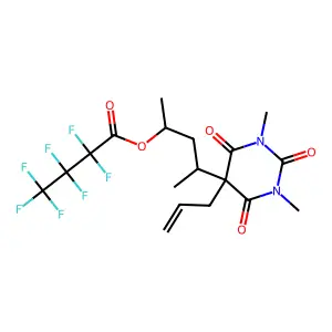 Butanoic acid, 2,2,3,3,4,4,4-heptafluoro-, 3-[hexahydro-1,3-dimethyl-2,4,6-trioxo-5-(2-propenyl)-5-pyrimidinyl]-1,3-dimethylpropyl ester structure