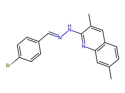 N-[(4-bromophenyl)methylideneamino]-3,7-dimethyl-quinolin-2-amine structure