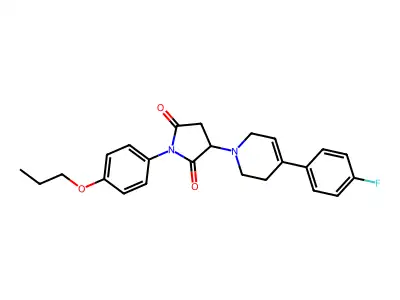3-[4-(4-fluorophenyl)-3,6-dihydro-2H-pyridin-1-yl]-1-(4-propoxyphenyl)pyrrolidine-2,5-dione structure