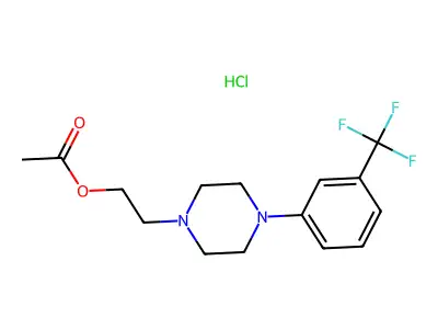 1-Piperazineethanol, 4-(3-(trifluoromethyl)phenyl)-, acetate (ester), monohydrochloride structure