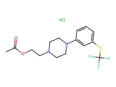 1-Piperazineethanol, 4-(3-((trifluoromethyl)thio)phenyl)-, acetate (ester), monohydrochloride structure