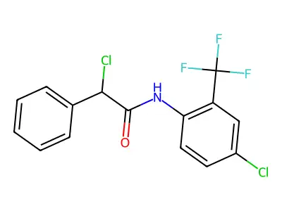 2-chloro-N-[4-chloro-2-(trifluoromethyl)phenyl]-2-phenylacetamide structure