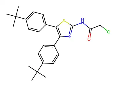 N-[bis(4-tert-butylphenyl)-1,3-thiazol-2-yl]-2-chloroacetamide structure