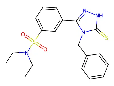 3-(4-benzyl-5-sulfanyl-4H-1,2,4-triazol-3-yl)-N,N-diethylbenzene-1-sulfonamide structure