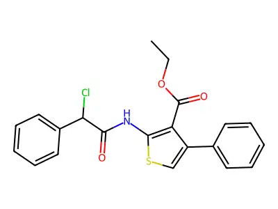 Ethyl 2-(2-chloro-2-phenylacetamido)-4-phenylthiophene-3-carboxylate structure