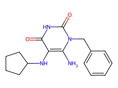 6-Amino-1-benzyl-5-(cyclopentylamino)-1,2,3,4-tetrahydropyrimidine-2,4-dione structure