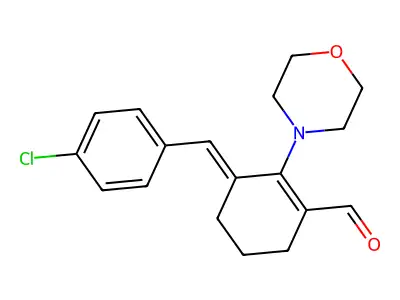 (3E)-3-[(4-Chlorophenyl)methylidene]-2-(morpholin-4-yl)cyclohex-1-ene-1-carbaldehyde structure