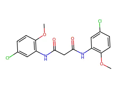 N,N'-bis(5-chloro-2-methoxyphenyl)propanediamide structure