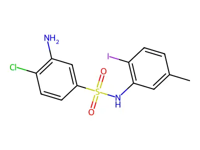 3-amino-4-chloro-N-(2-iodo-5-methylphenyl)benzene-1-sulfonamide structure