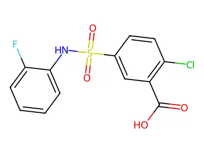 2-Chloro-5-[(2-fluorophenyl)sulfamoyl]benzoic acid structure