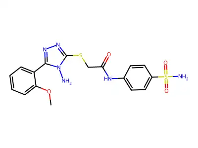 2-[4-Amino-5-(2-methoxy-phenyl)-4H-[1,2,4]triazol-3-ylsulfanyl]-N-(4-sulfamoyl-phenyl)-acetamide structure