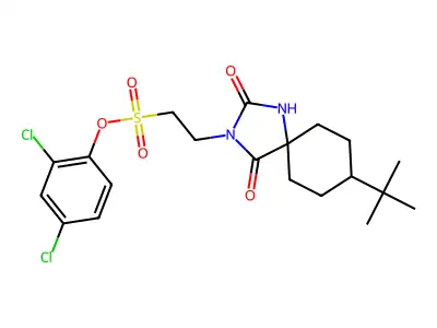 2,4-dichlorophenyl 2-(8-tert-butyl-2,4-dioxo-1,3-diazaspiro[4.5]dec-3-yl)ethanesulfonate structure