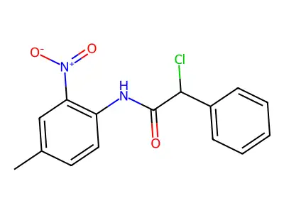 2-chloro-N-(4-methyl-2-nitrophenyl)-2-phenylacetamide structure
