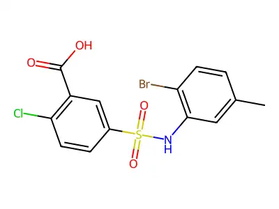 5-[(2-Bromo-5-methylphenyl)sulfamoyl]-2-chlorobenzoic acid structure