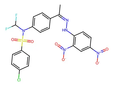 4-Chloro-N-(difluoromethyl)-N-[4-[1-[2-(2,4-dinitrophenyl)hydrazinylidene]ethyl]phenyl]benzenesulfonamide structure