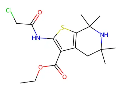 Ethyl 2-(2-chloroacetamido)-5,5,7,7-tetramethyl-4H,5H,6H,7H-thieno[2,3-c]pyridine-3-carboxylate structure