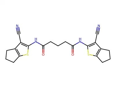 N1,N5-Bis(3-cyano-5,6-dihydro-4H-cyclopenta[b]thien-2-yl)pentanediamide structure