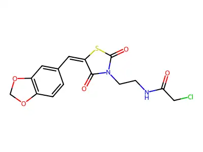 n-(2-(5-(Benzo[d][1,3]dioxol-5-ylmethylene)-2,4-dioxothiazolidin-3-yl)ethyl)-2-chloroacetamide structure