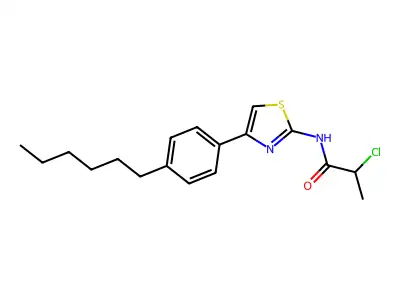 2-chloro-N-[4-(4-hexylphenyl)-1,3-thiazol-2-yl]propanamide structure