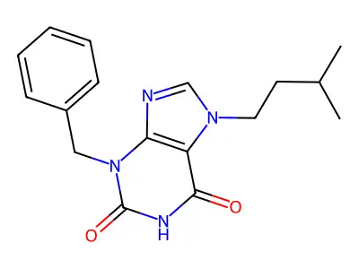 3-Benzyl-7-(3-methylbutyl)purine-2,6-dione structure