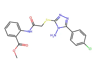methyl 2-(2-{[4-amino-5-(4-chlorophenyl)-4H-1,2,4-triazol-3-yl]sulfanyl}acetamido)benzoate structure