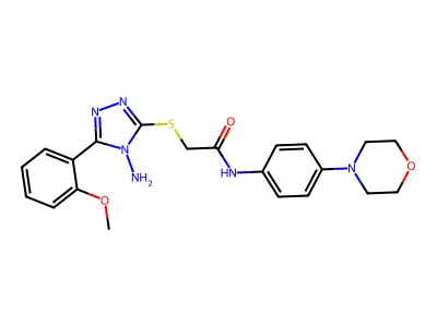 2-[[4-amino-5-(2-methoxyphenyl)-1,2,4-triazol-3-yl]sulfanyl]-N-(4-morpholin-4-ylphenyl)acetamide structure