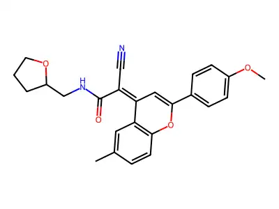 2-cyano-2-[2-(4-methoxyphenyl)-6-methylchromen-4-ylidene]-N-(oxolan-2-ylmethyl)acetamide structure
