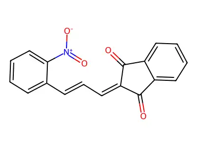 2-[(E)-3-(2-nitrophenyl)prop-2-enylidene]indene-1,3-dione structure