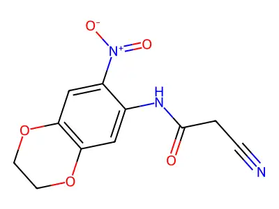 2-cyano-N-(7-nitro-2,3-dihydro-1,4-benzodioxin-6-yl)acetamide structure