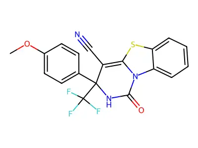 2,3-Dihydro-3-(4-methoxyphenyl)-1-oxo-3-(trifluoromethyl)-1H-pyrimido[6,1-b]benzothiazole-4-carbonitrile structure