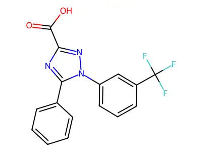 5-phenyl-1-(3-(trifluoromethyl)phenyl)-1H-1,2,4-triazole-3-carboxylic acid structure