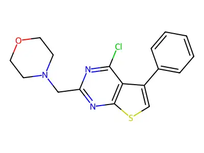 4-({4-Chloro-5-phenylthieno[2,3-d]pyrimidin-2-yl}methyl)morpholine structure