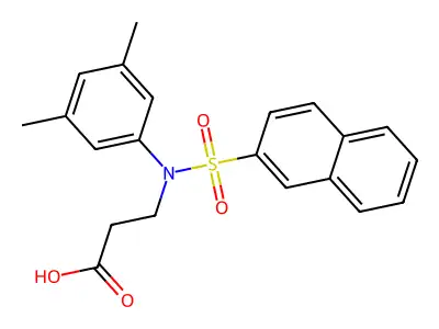 3-[N-(3,5-dimethylphenyl)naphthalene-2-sulfonamido]propanoic acid structure