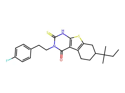 4-[2-(4-Fluorophenyl)ethyl]-11-(2-methylbutan-2-yl)-5-sulfanyl-8-thia-4,6-diazatricyclo[7.4.0.0,2,7]trideca-1(9),2(7),5-trien-3-one structure