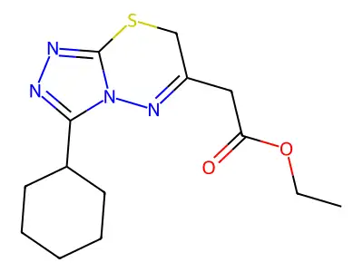 ethyl 2-{3-cyclohexyl-7H-[1,2,4]triazolo[3,4-b][1,3,4]thiadiazin-6-yl}acetate structure