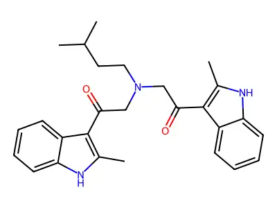 2,2'-[(3-Methylbutyl)azanediyl]bis[1-(2-methyl-1H-indol-3-yl)ethan-1-one] structure