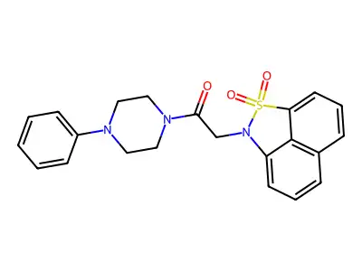 2-(2,2-dioxo-2lambda6-thia-3-azatricyclo[6.3.1.04,12]dodeca-1(11),4,6,8(12),9-pentaen-3-yl)-1-(4-phenylpiperazin-1-yl)ethanone structure